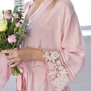 Pink Cotton Lace Robe